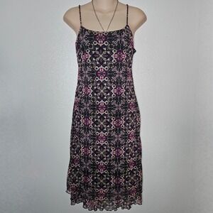LA Belle Fashions Geometric Print Ruffle Hem Midi‎ Dress